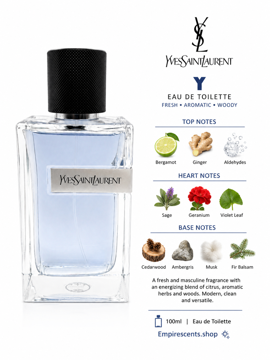 YSL Y Eau de Toilette 100ml (Men)